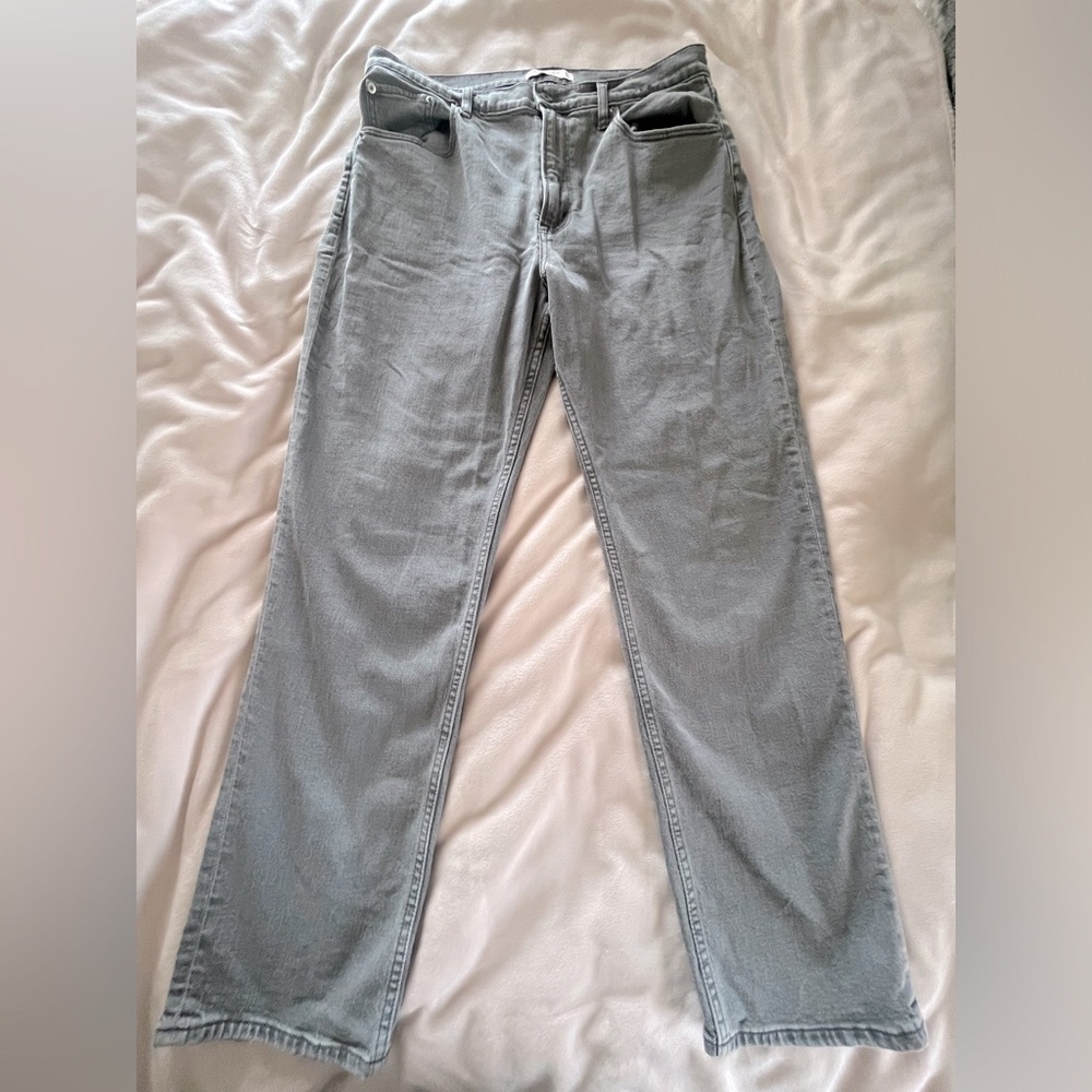 Abercrombie & Fitch The Ankle Straight Gray Ultra High-Rise Long Jeans